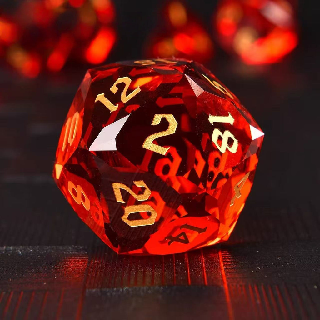 DIEACE D&D D20 Multi-faceted Colorful Glass Engraved Dice