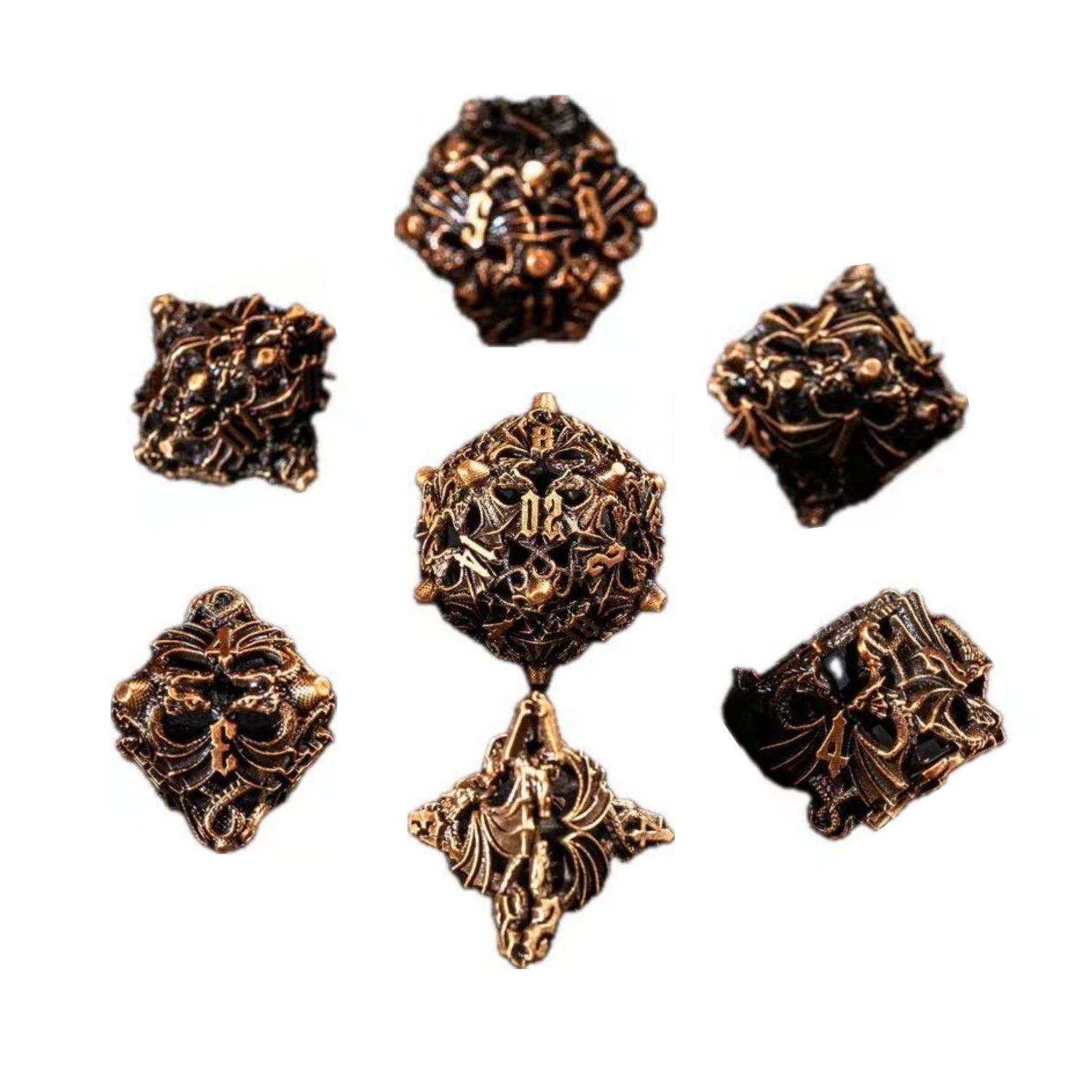 DIEACE D&D Twin Dragon Hollow Metal Dice