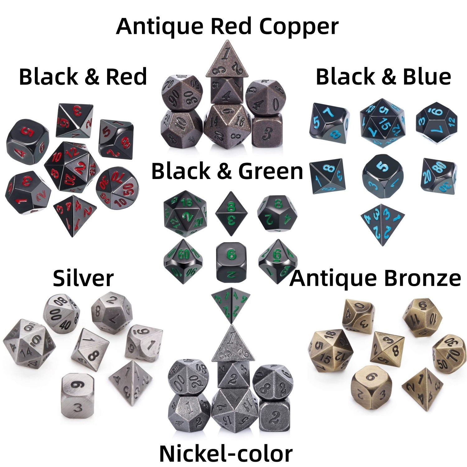 DIEACE D&D Vintage Solid Metal Dice
