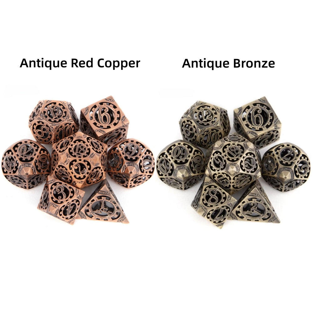 DIEACE D&D Mechanical Gear Hollow Metal Dice Set