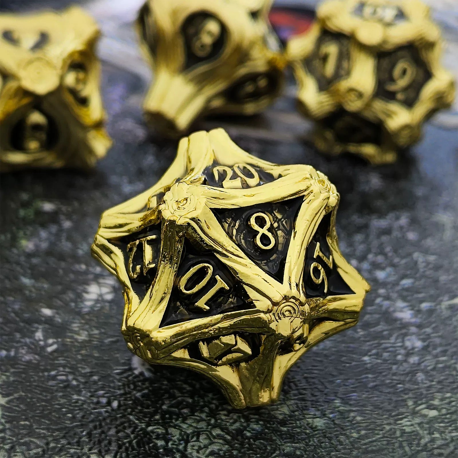DIEACE D&D Bark Texture Vintage Solid Metal Dice