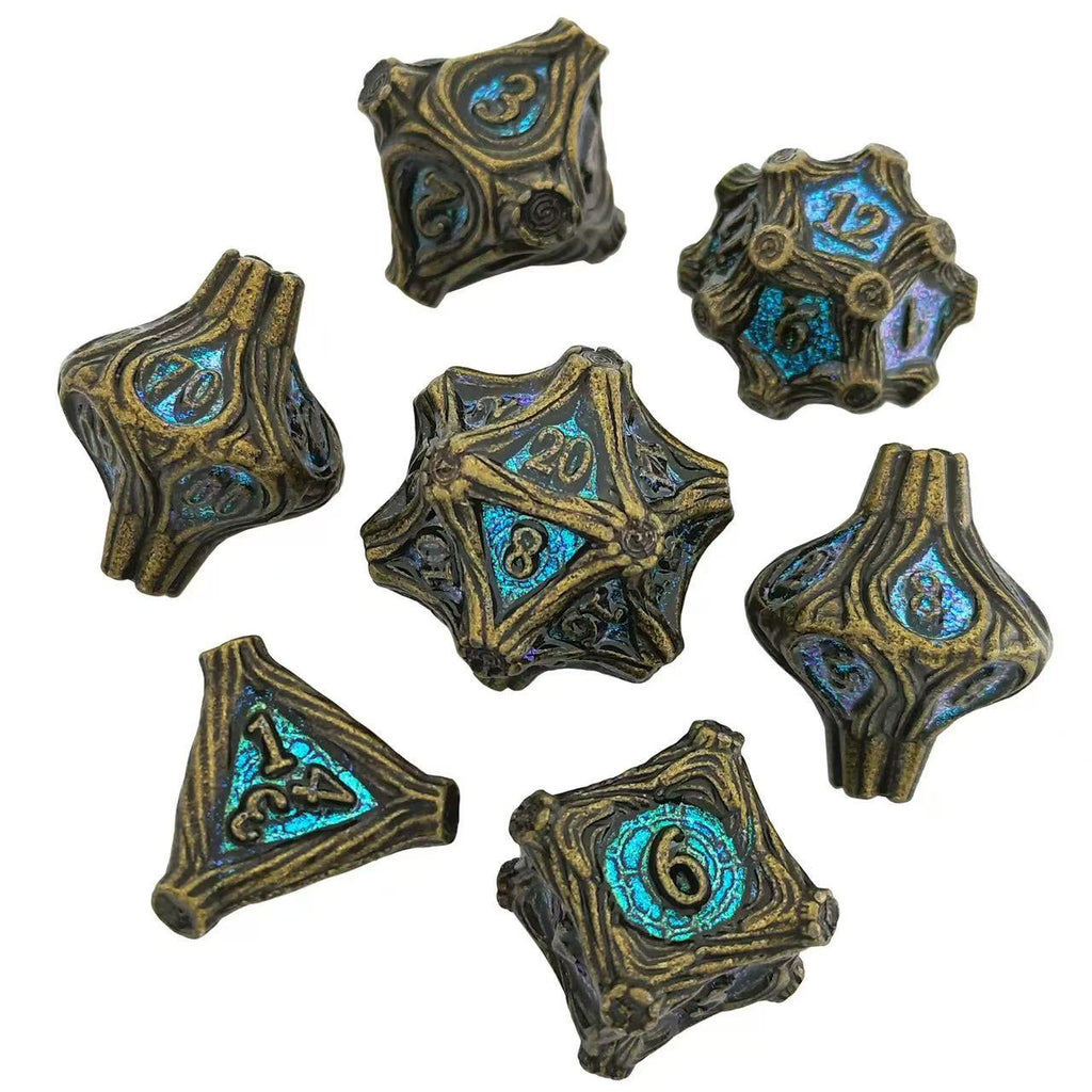 DIEACE D&D Bark Texture Vintage Solid Metal Dice
