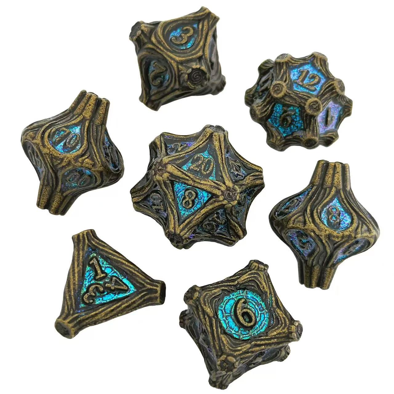 DIEACE D&D Bark Texture Vintage Solid Metal Dice