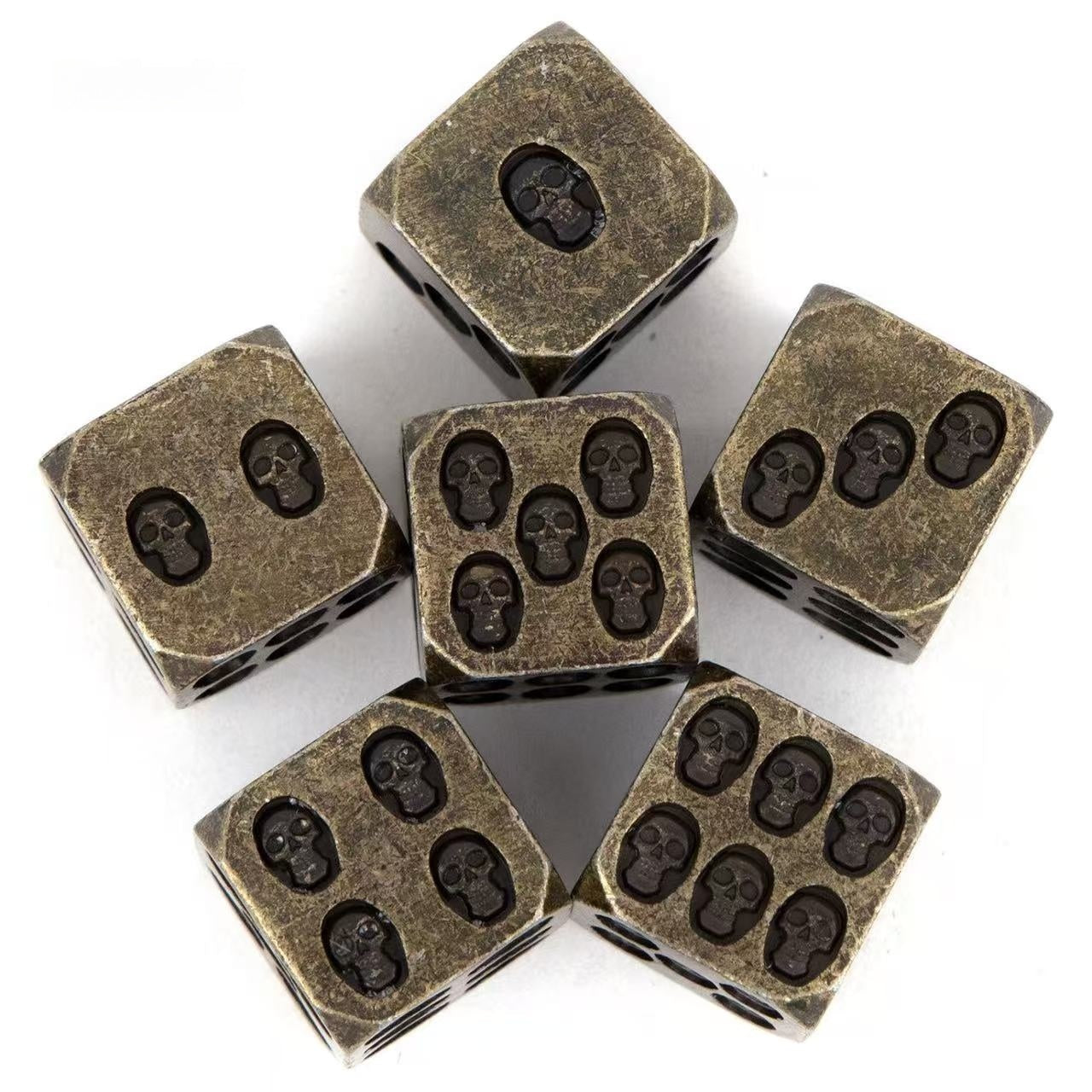 DIEACE C&C Skull D6 Solid Metal Dice Set (6 Pieces)