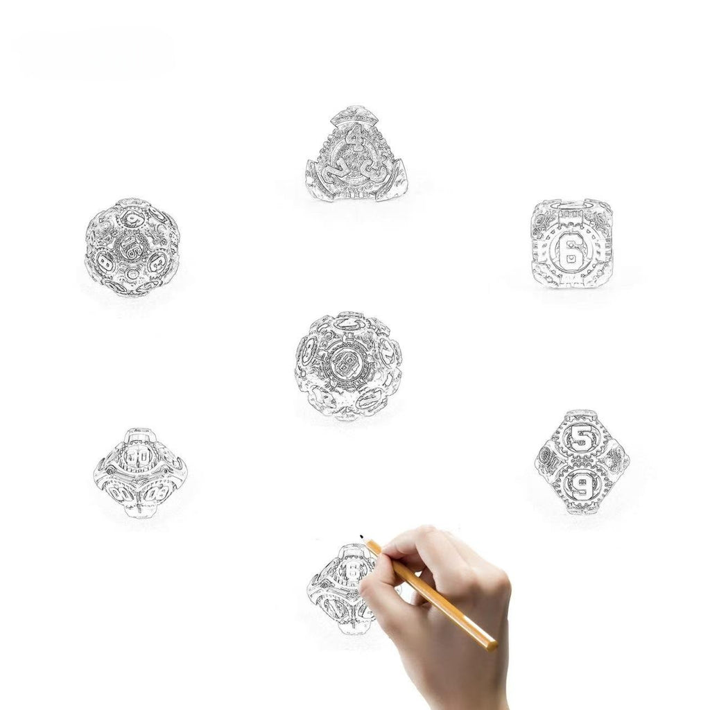 DIEACE D&D Mechanical Gear Solid Metal Dice Set