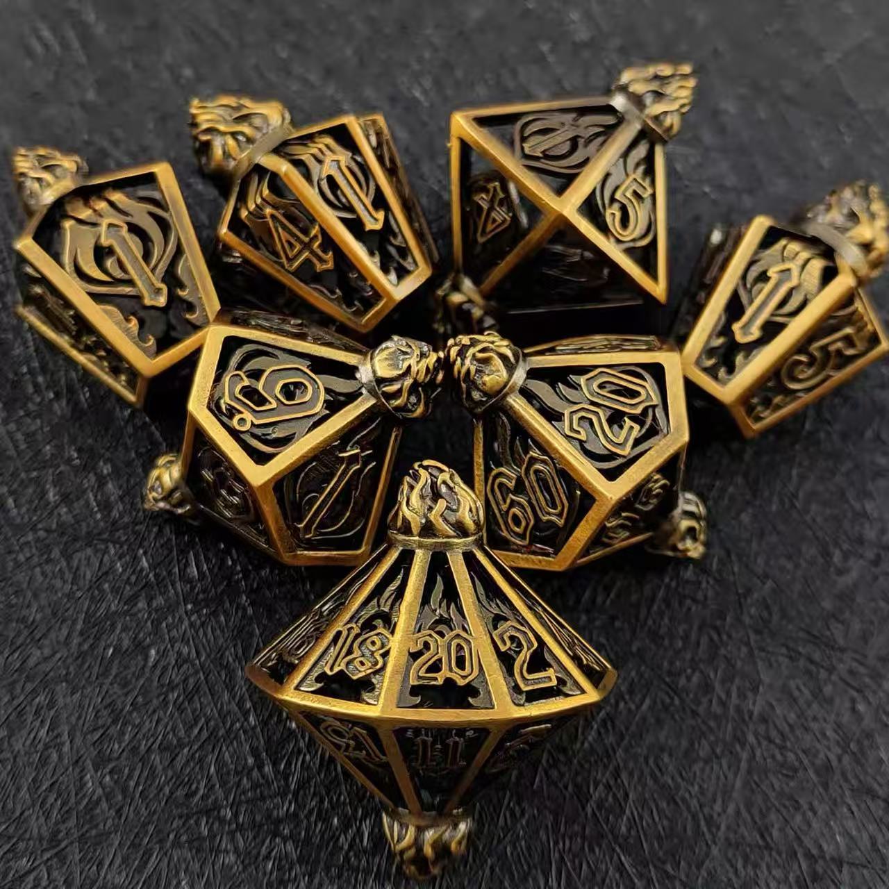 DIEACE D&D Flame Lantern Hollow Metal Dice