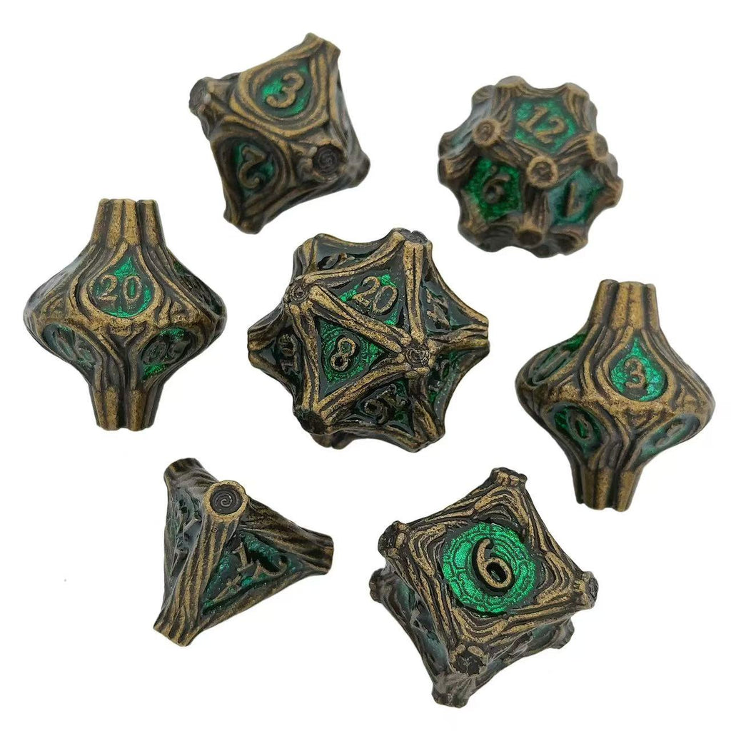 DIEACE D&D Bark Texture Vintage Solid Metal Dice