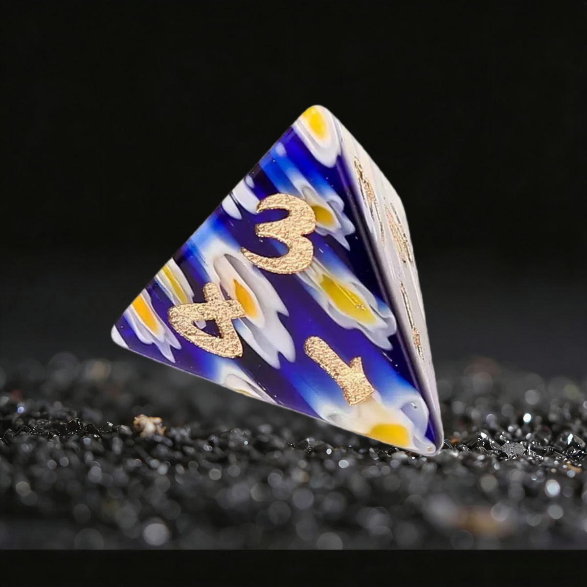 DIEACE D&D Blue Patterned Liuli Gemstone Engraved Dice Set