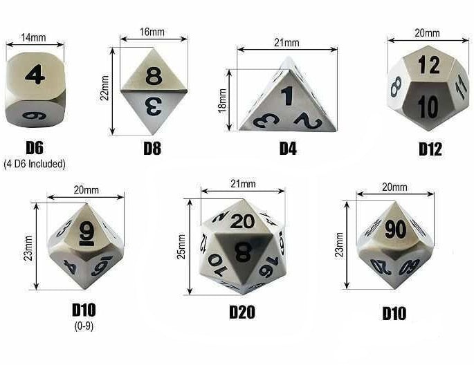 DIEACE D&D Vintage Solid Metal Dice