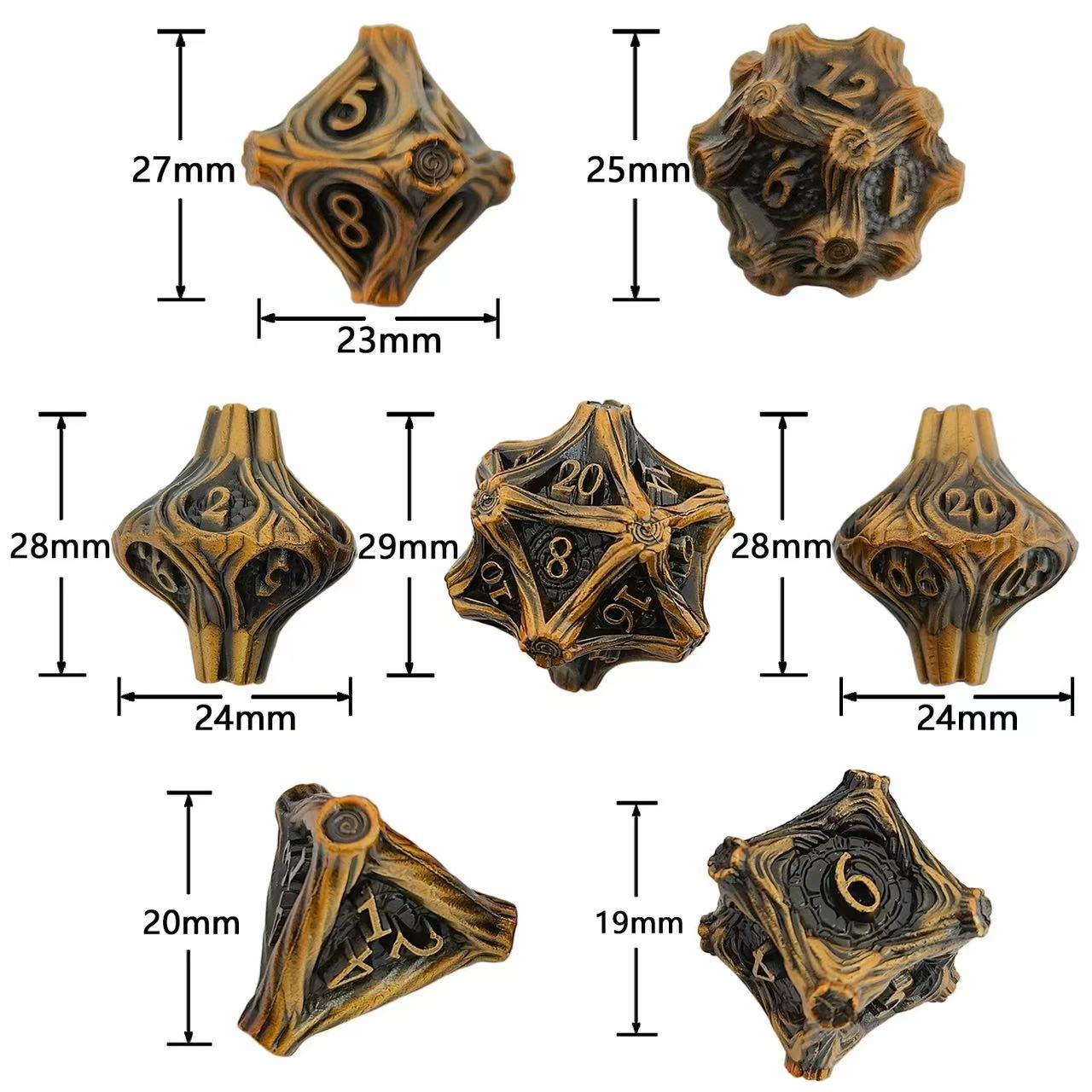 DIEACE D&D Bark Texture Vintage Solid Metal Dice
