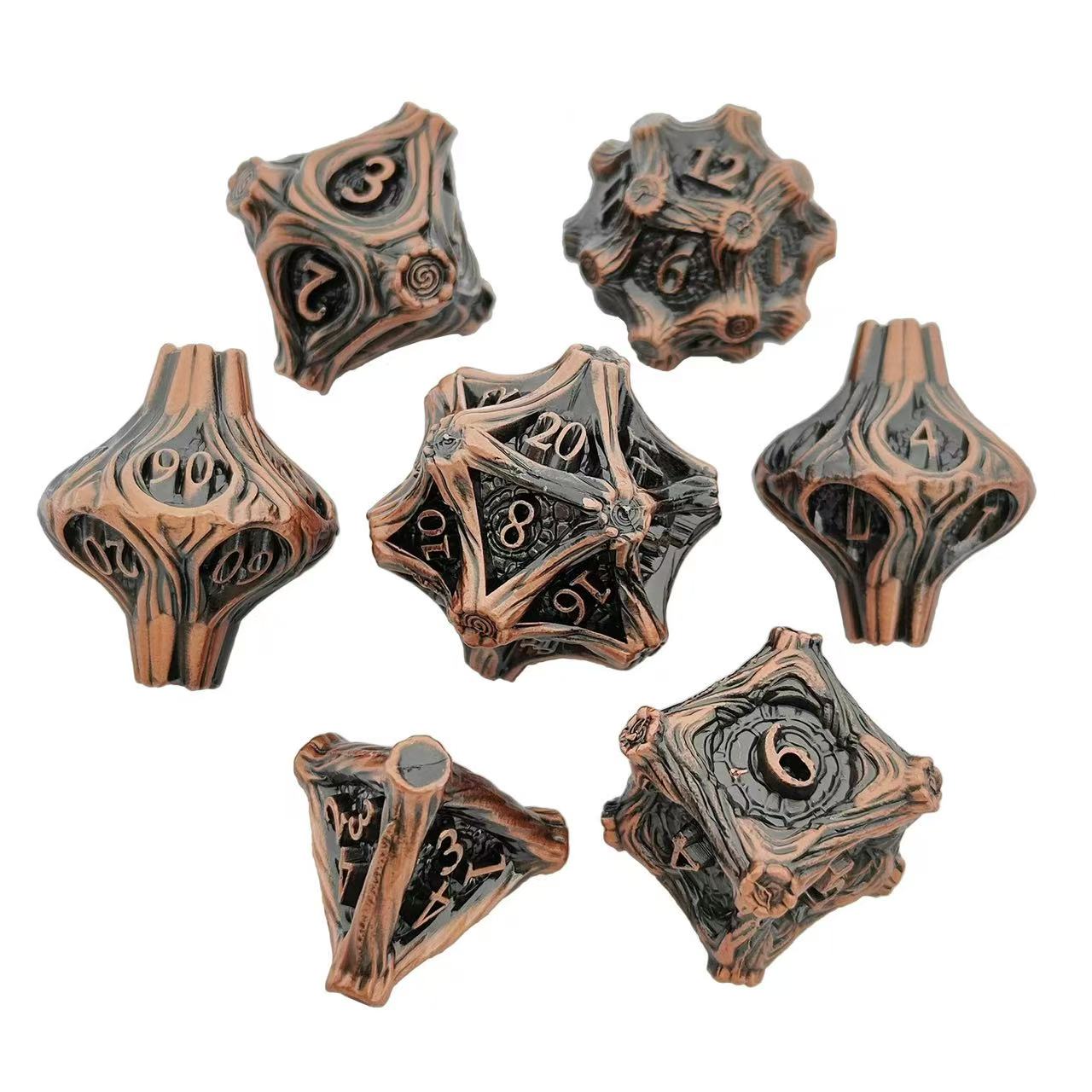 DIEACE D&D Bark Texture Vintage Solid Metal Dice