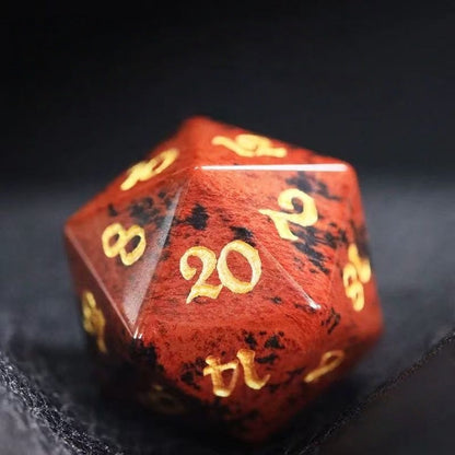 DIEACE D&D Golden Swan Gemstone Engraved Dice Set
