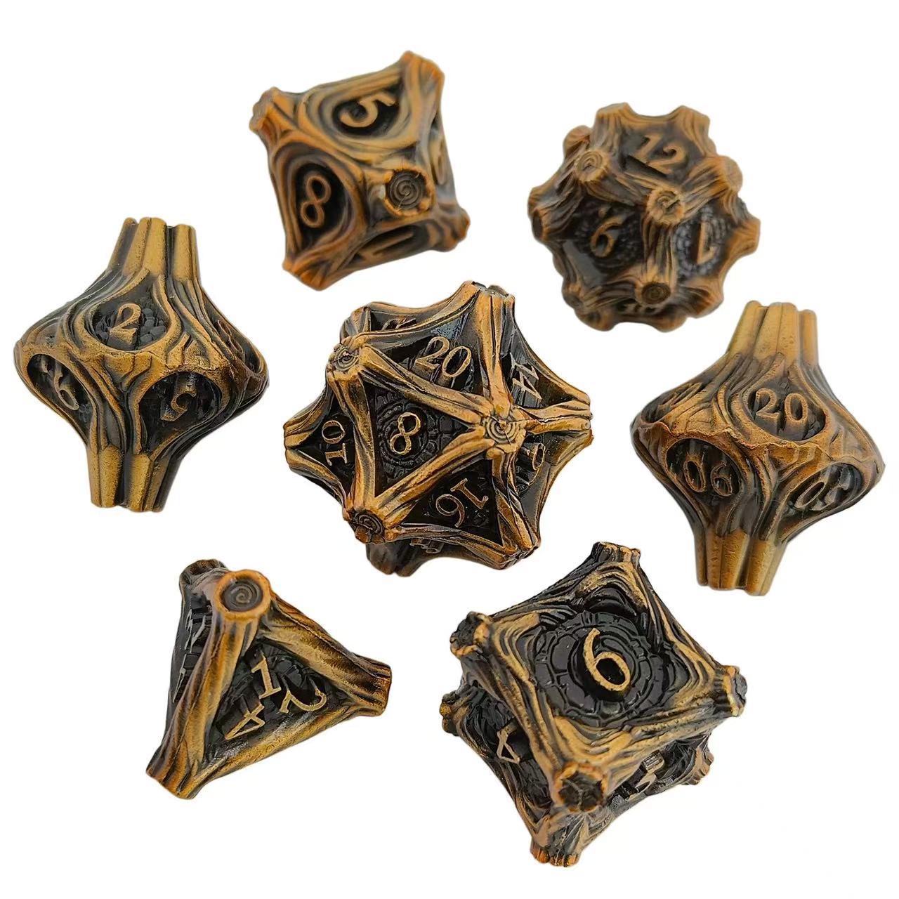 DIEACE D&D Bark Texture Vintage Solid Metal Dice