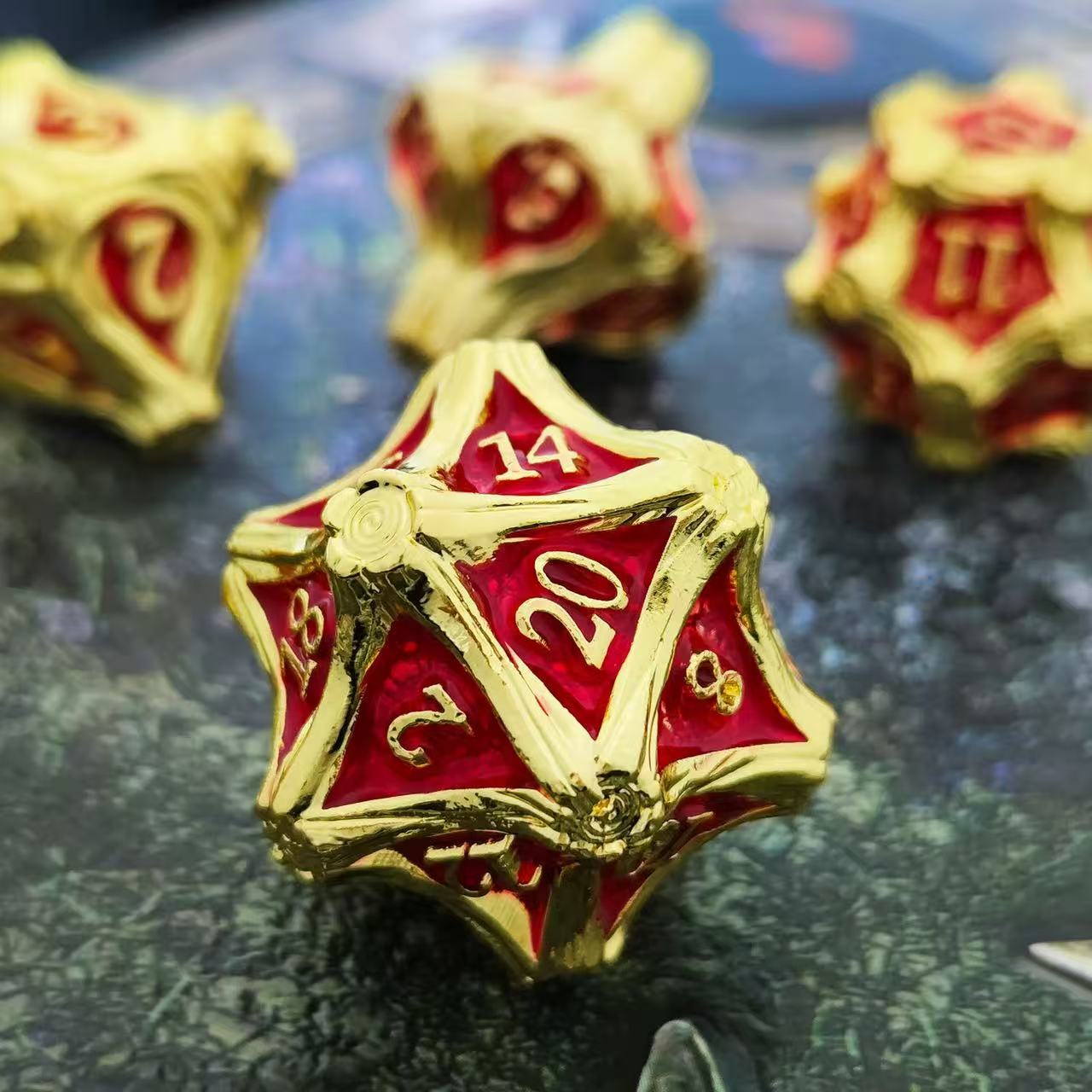 DIEACE D&D Bark Texture Vintage Solid Metal Dice