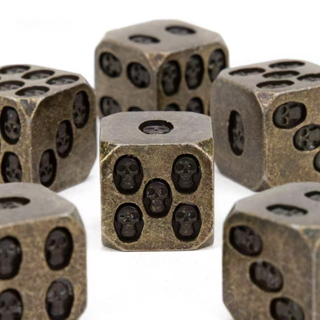 DIEACE C&C Skull D6 Solid Metal Dice Set (6 Pieces)
