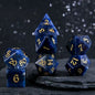 DIEACE D&D Blue Veined Gemstone Engraved Dice Set