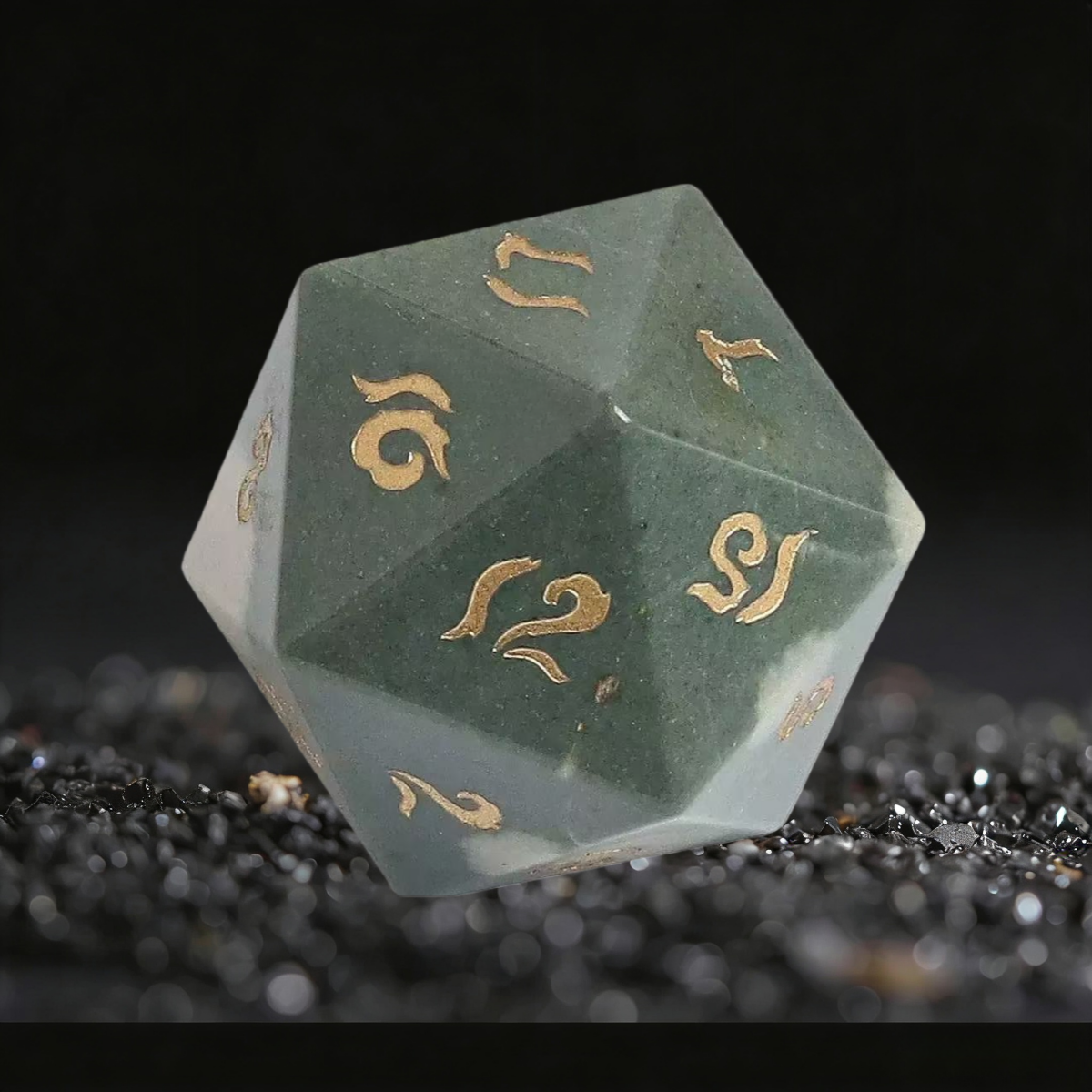 DIEACE D&D Natural Plum Blossom Green Gemstone Engraved Dice Set