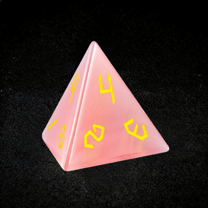 DIEACE D&D Light Pink Cats Eye Stone Engraved Gemstone Dice Set