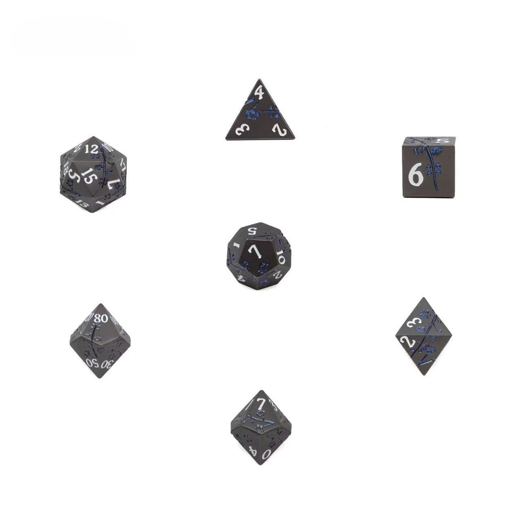 DIEACE D&D Plum Blossom Pattern Solid Metal Dice