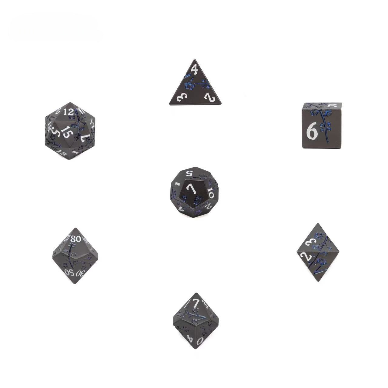 DIEACE D&D Plum Blossom Pattern Solid Metal Dice