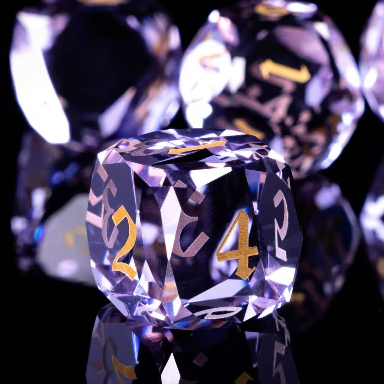 DIEACE D&D Amethyst Multi-Cut Crystal Glass  Dice Set