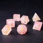 DIEACE D&D Rose Quartz Gemstone Engraved Dice Set