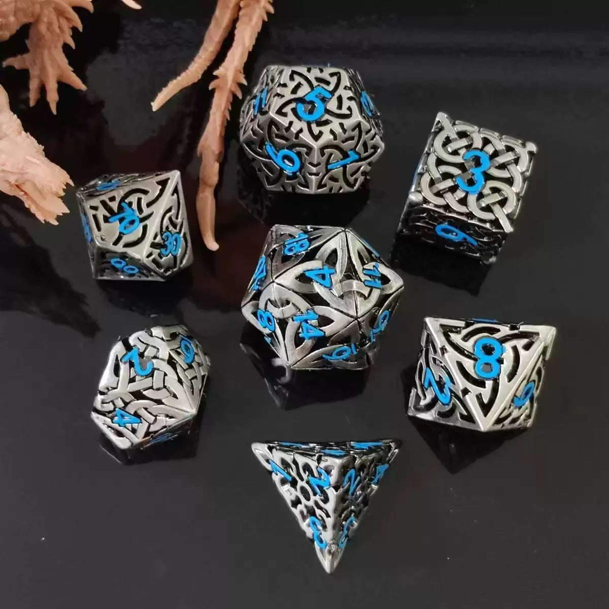 DIEACE D&D Patterned Hollow Metal Dice
