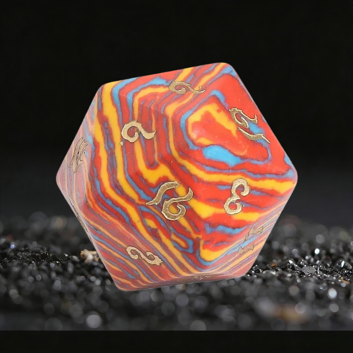 DIEACE D&D Red Yellow Blue Multi-color Turquoise Gemstone Engraved Dice Set