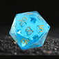 DIEACE D&D Sea Blue Crystal Glass Gemstone Engraved Dice Set