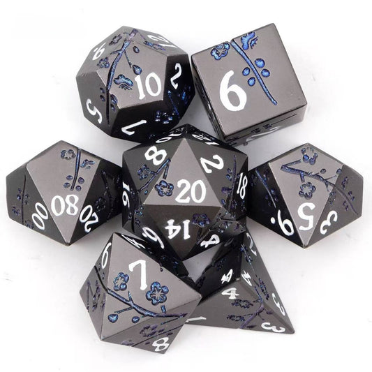 DIEACE D&D Plum Blossom Pattern Solid Metal Dice