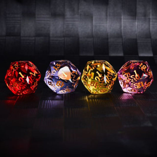 DIEACE D&D D20 Multi-faceted Colorful Glass Engraved Dice