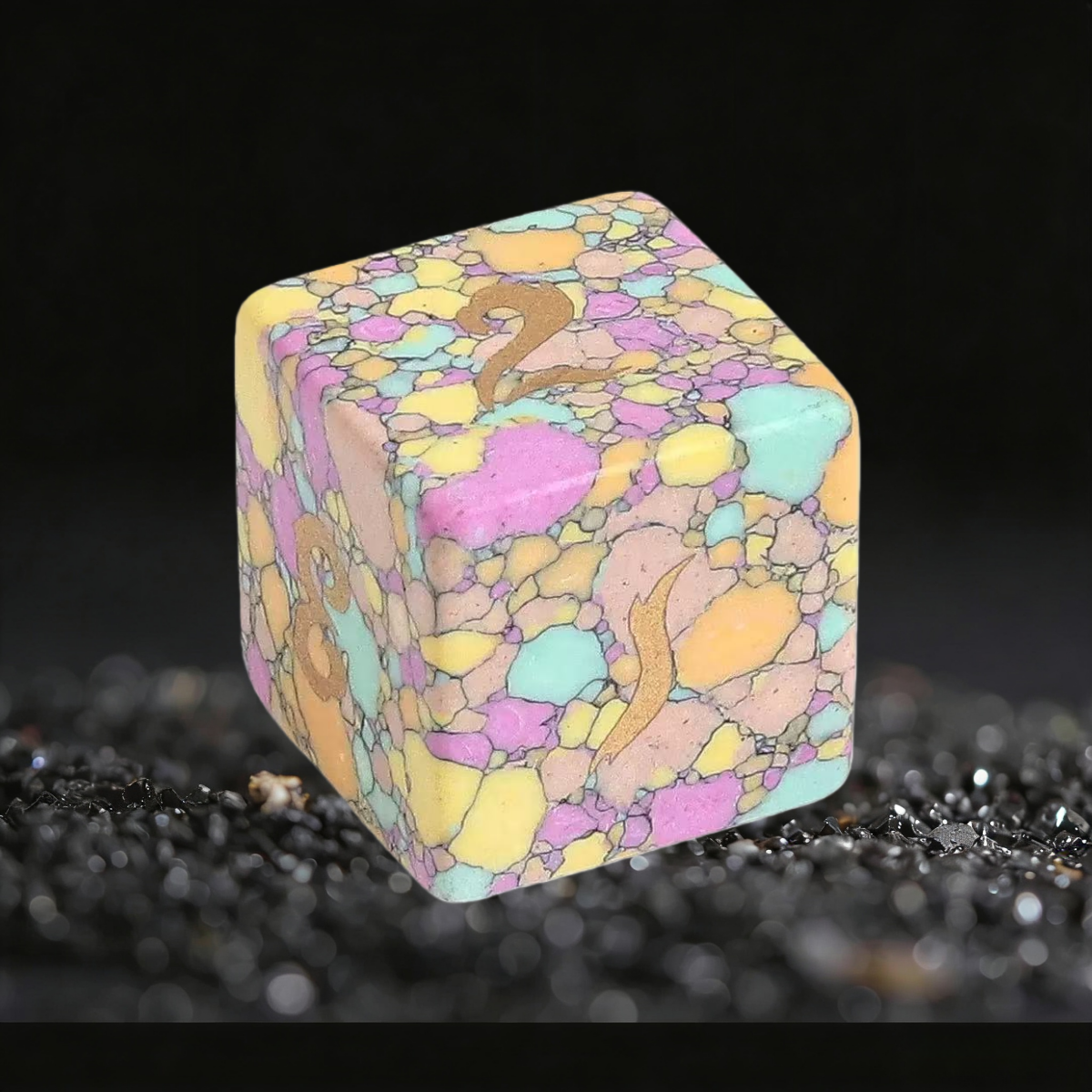DIEACE D&D Yellow Green Purple Multi-color Turquoise Gemstone Engraved Dice Set