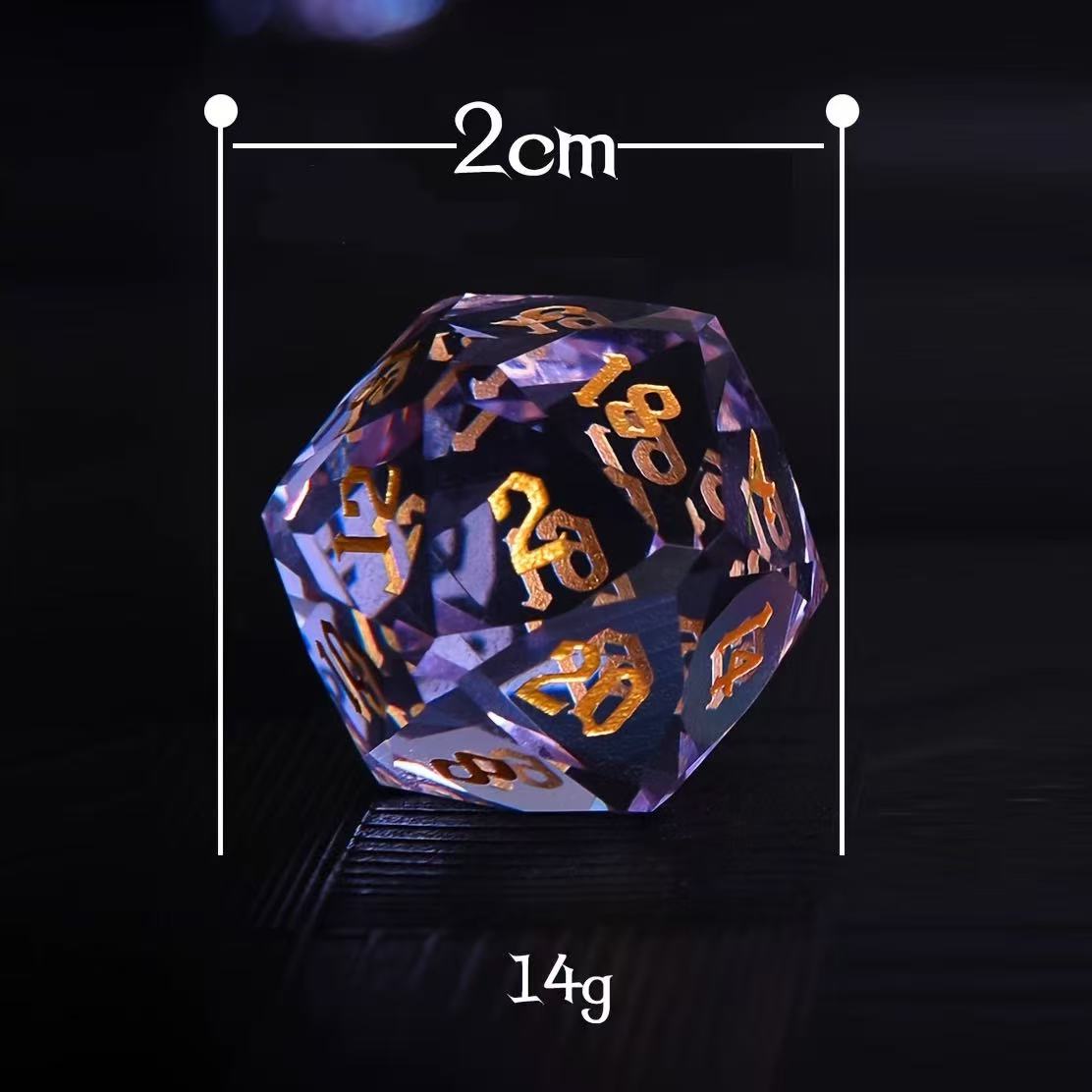DIEACE D&D D20 Multi-faceted Colorful Glass Engraved Dice