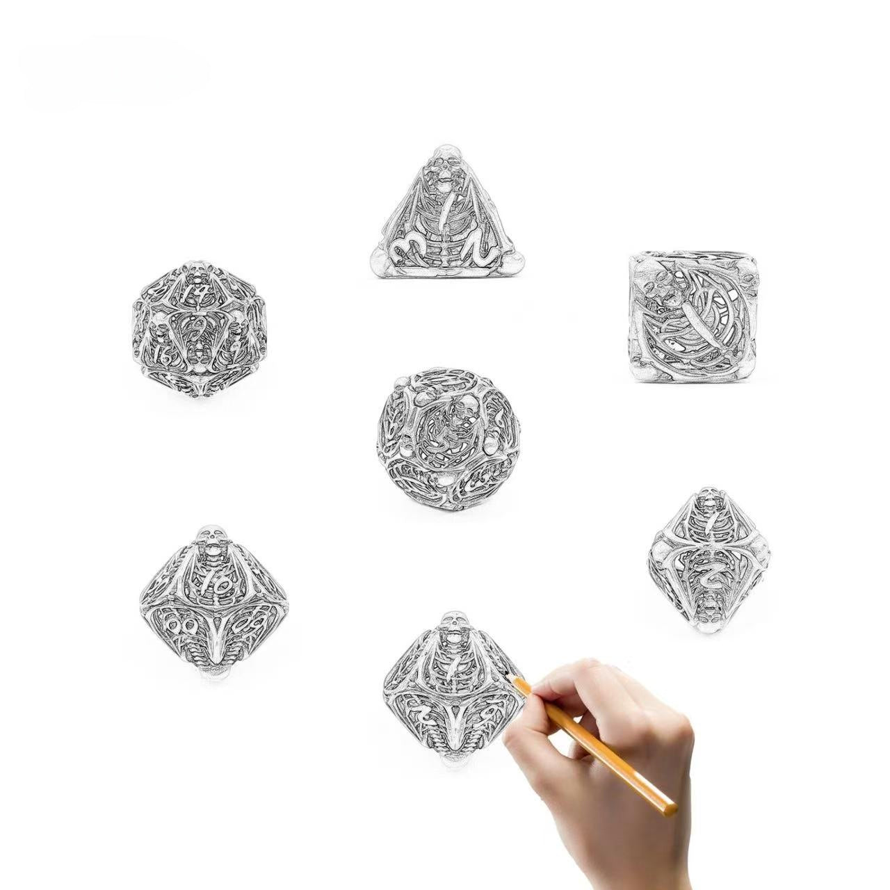 DIEACE D&D Skull Hollow Metal Dice