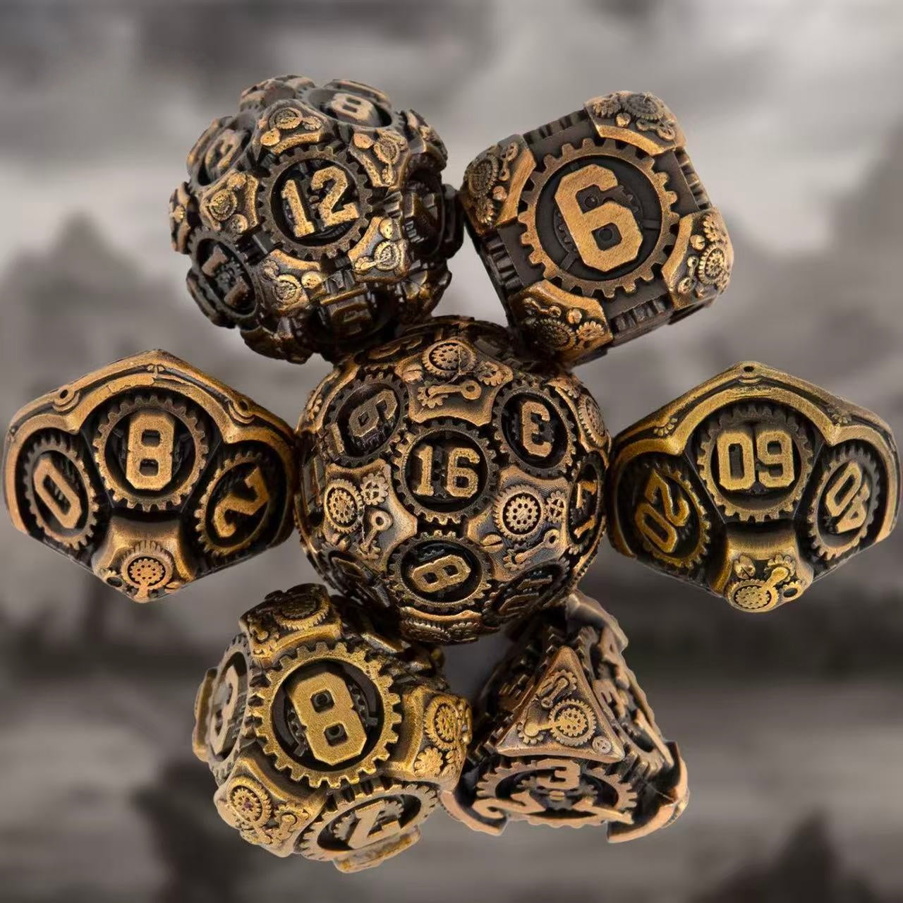 DIEACE D&D Mechanical Gear Solid Metal Dice Set