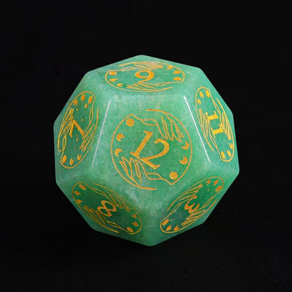 DIEACE D&D Aventurine Gemstone Engraved Dice Set