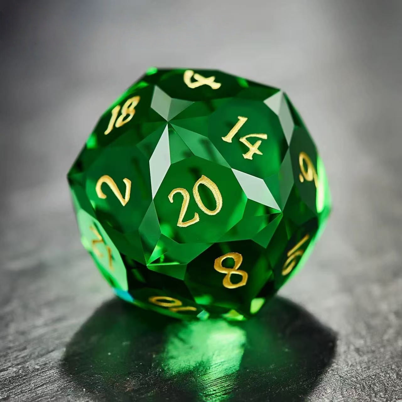 DIEACE D&D D20 Multi-faceted Colorful Glass Engraved Dice