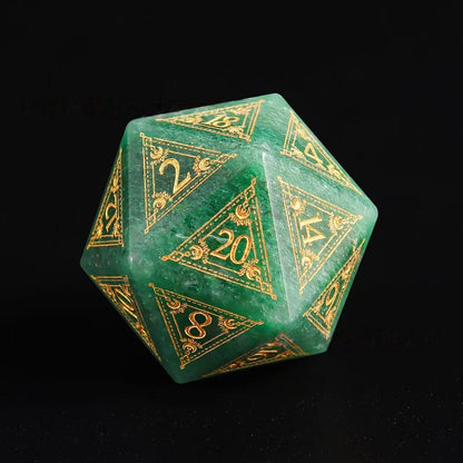 DIEACE D&D Aventurine Gemstone Engraved Dice Set