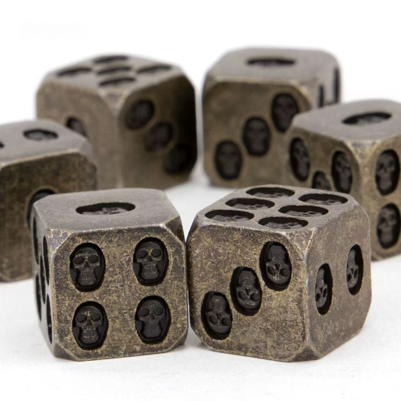 DIEACE C&C Skull D6 Solid Metal Dice Set (6 Pieces)