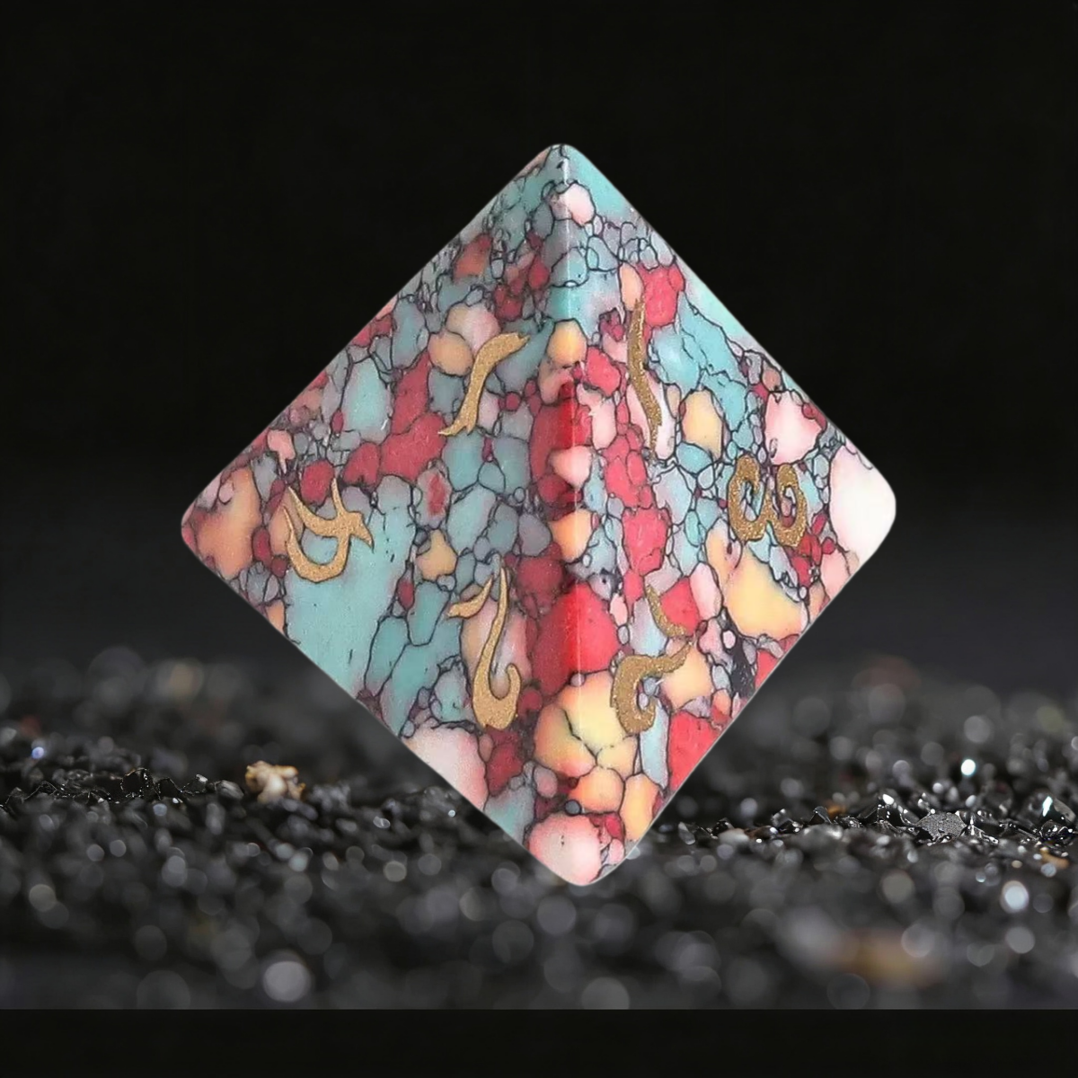 DIEACE D&D White Green Red Yellow Multi-color Turquoise Gemstone Engraved Dice Set