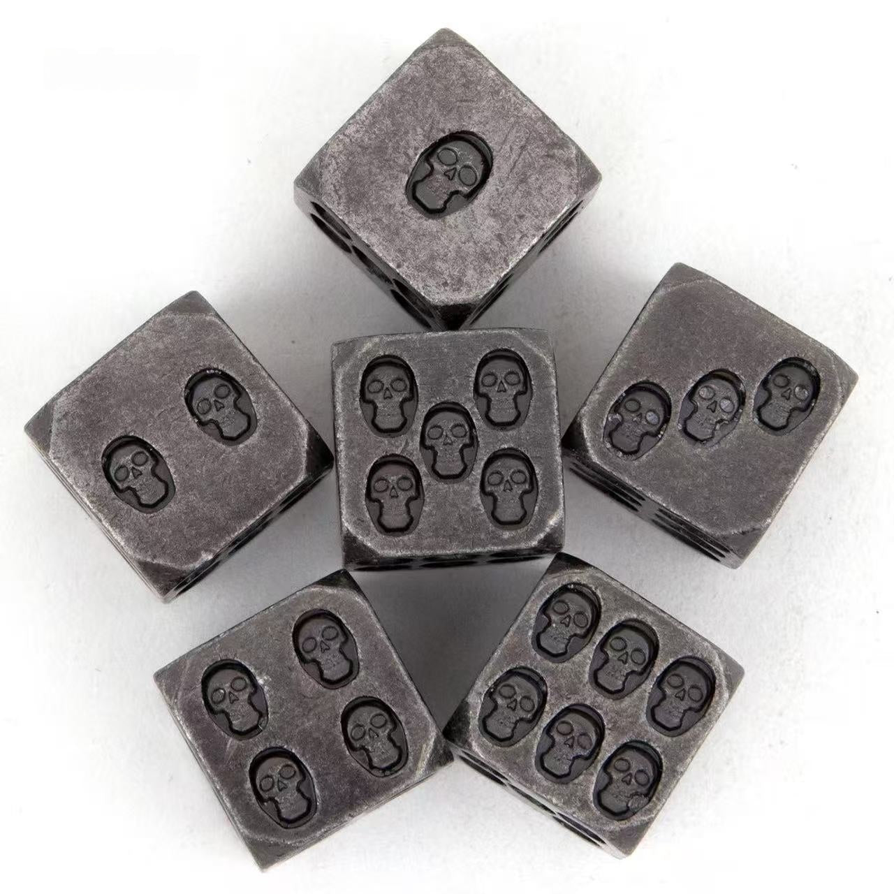DIEACE C&C Skull D6 Solid Metal Dice Set (6 Pieces)
