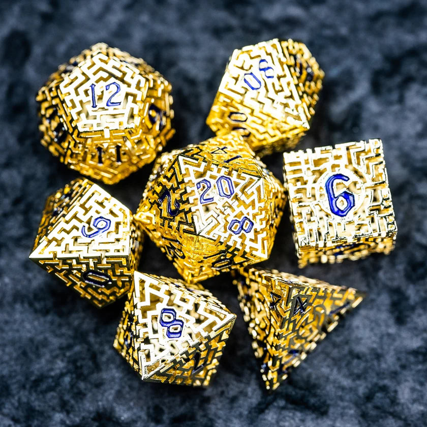 DIEACE D&D Maze Hollow Metal Dice