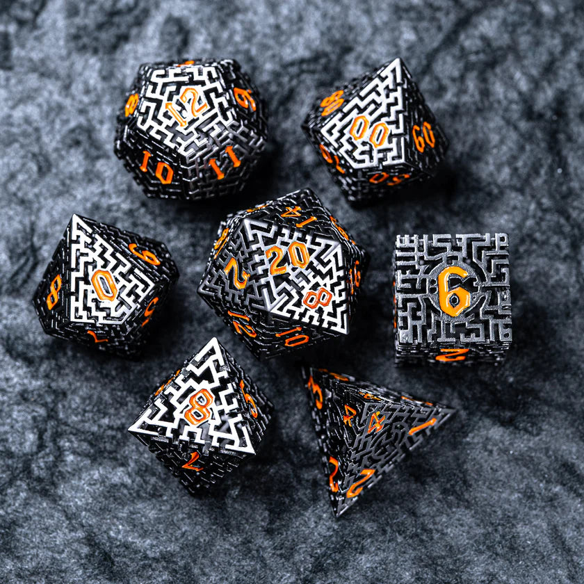 DIEACE D&D Maze Hollow Metal Dice