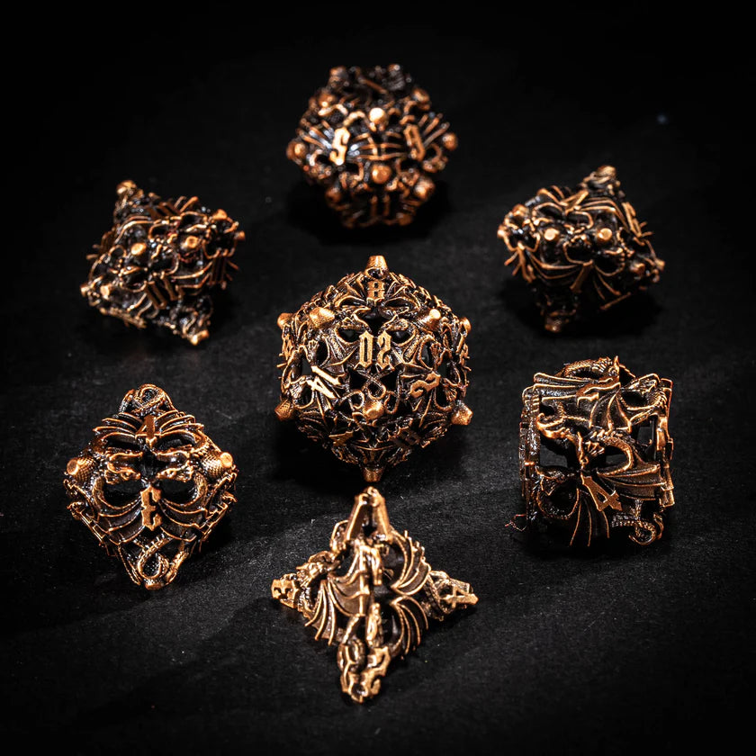 DIEACE D&D Twin Dragon Hollow Metal Dice