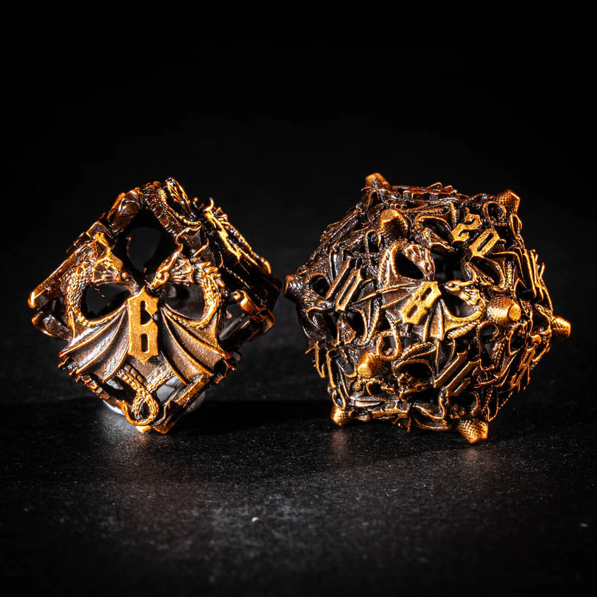 DIEACE D&D Twin Dragon Hollow Metal Dice