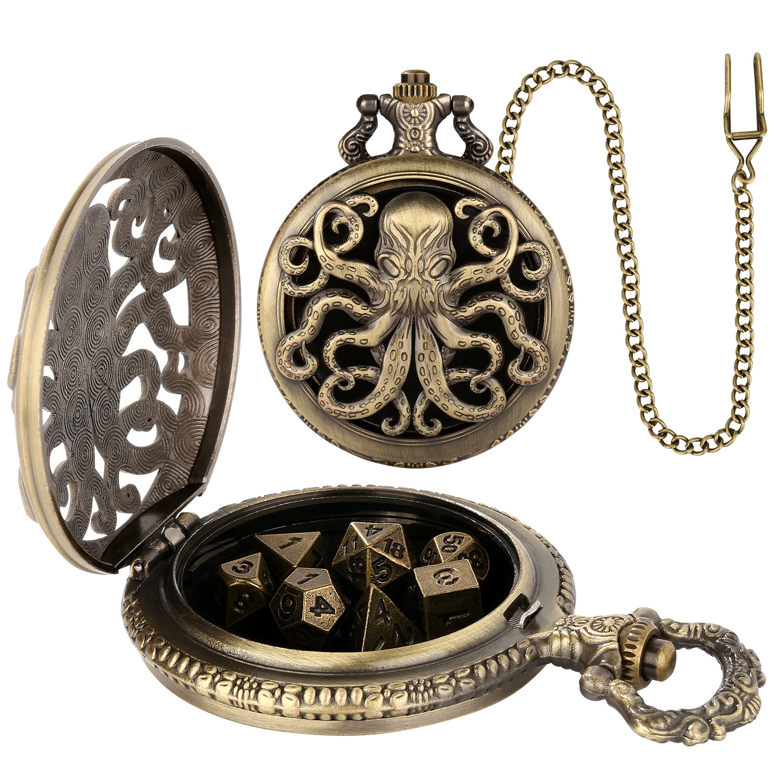 DIEACE C&C Hollow-out Metal Pocket Watch Dice Set