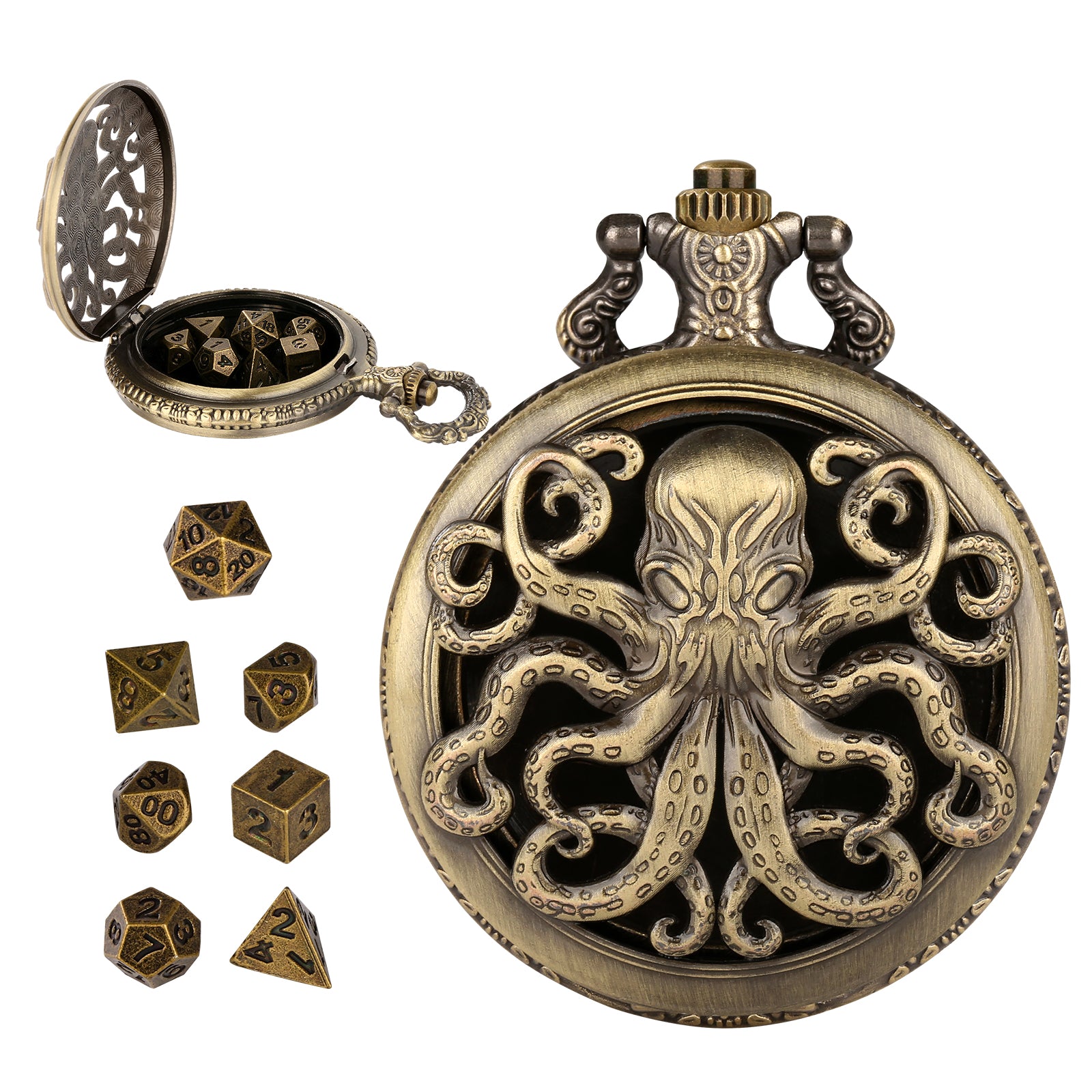 DIEACE C&C Hollow-out Metal Pocket Watch Dice Set