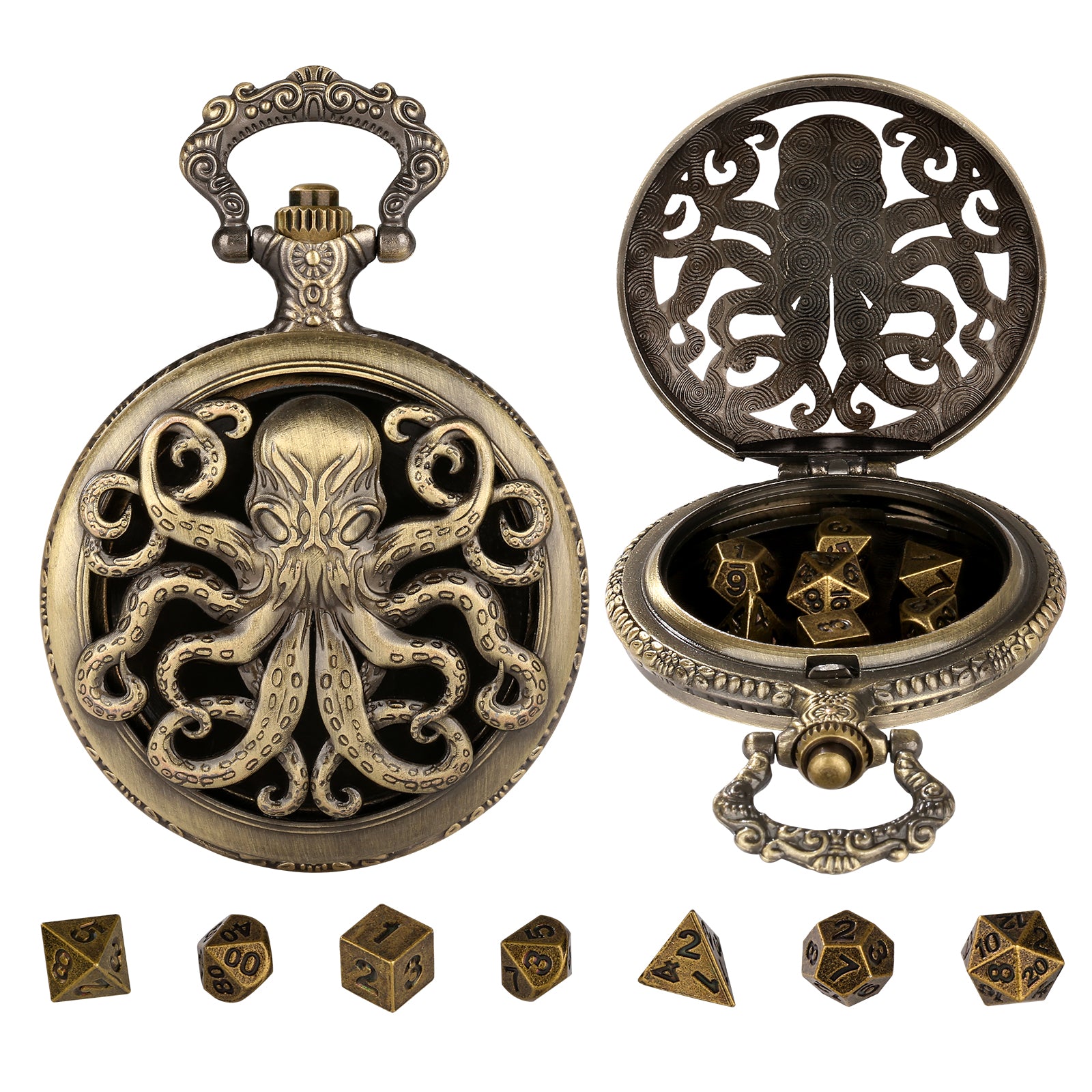 DIEACE C&C Hollow-out Metal Pocket Watch Dice Set