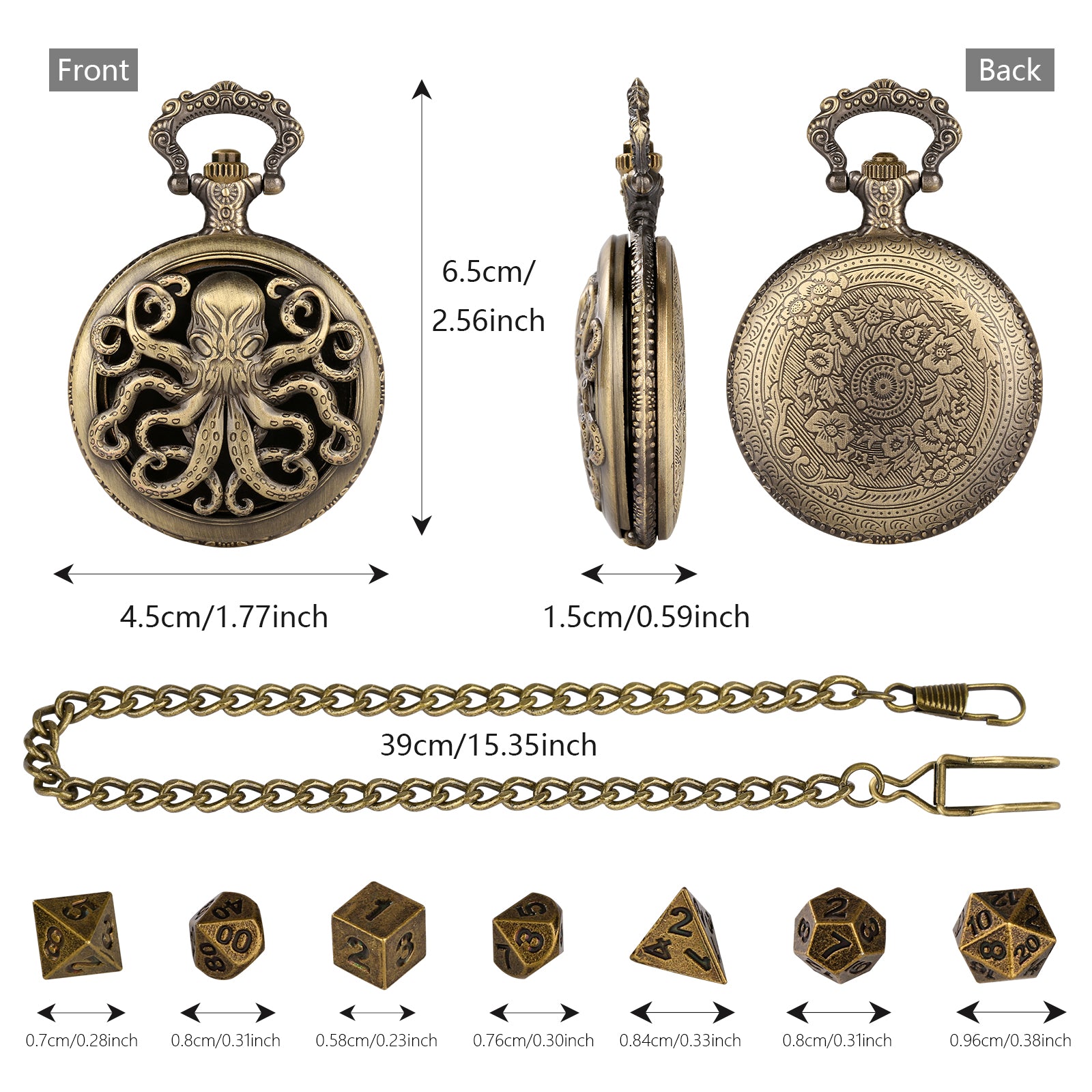 DIEACE C&C Hollow-out Metal Pocket Watch Dice Set