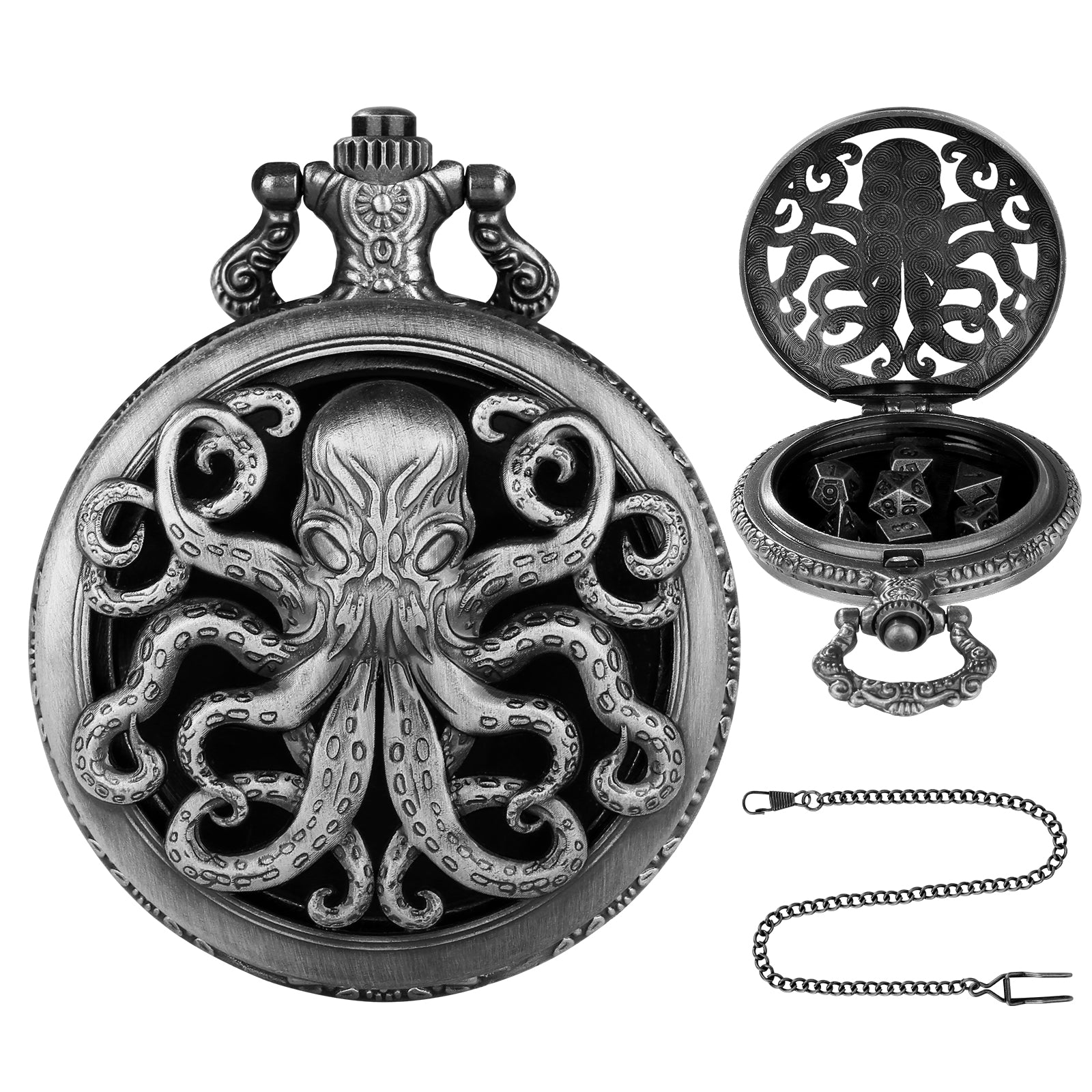 DIEACE C&C Hollow-out Metal Pocket Watch Dice Set